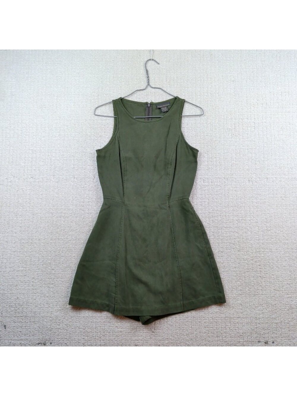 Banana Republic Olive Military Faded Green 100% Silk Sleeveless Romper Size 0